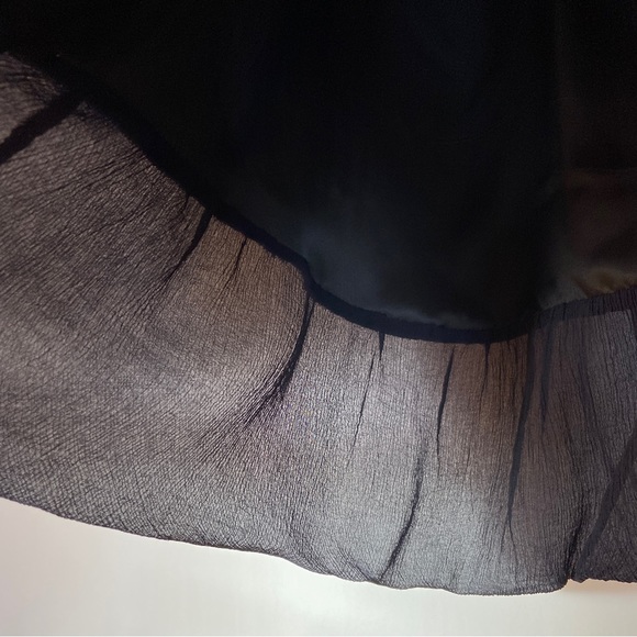 GIVENCHY NAVY CRINKLE CHIFFON BLACK SILK EMPIRE WAIST GOWN XS - Picture 9 of 9